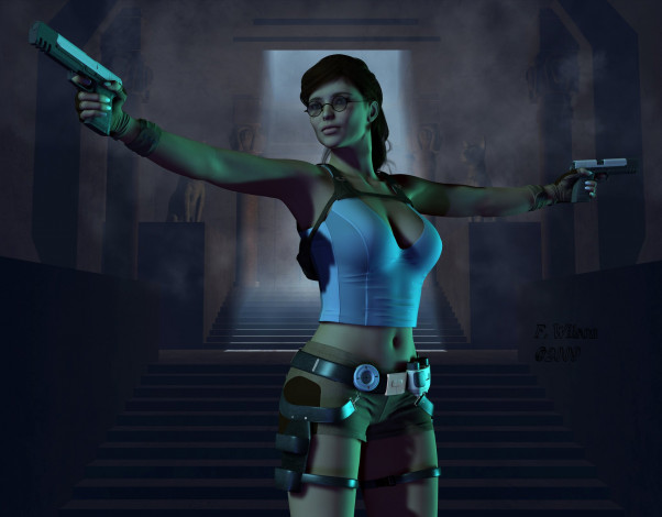 Обои картинки фото 3д, графика, fantasy, фантазия, пистолеты, девушка