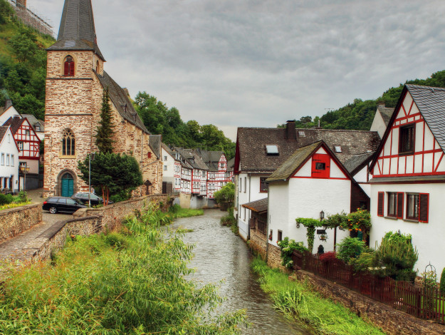 Обои картинки фото германия, монреаль, города, улицы, площади, набережные, дома, река