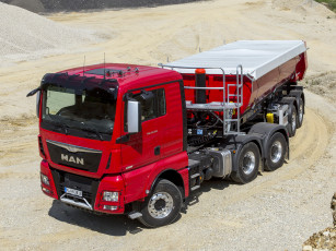 Картинка автомобили man tgx 33-520 6x4 красный 2014г