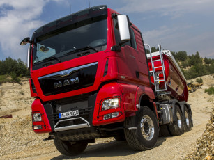 обоя автомобили, man, tgx, красный, 2014г, 33-520, 6x4