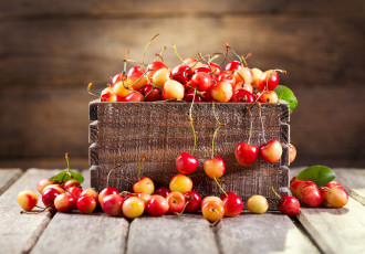 Картинка еда вишня +черешня листики черешня ящик