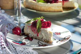 Картинка еда торты вишня чизкейк