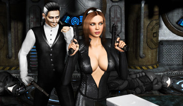 Картинка 3д+графика фантазия+ fantasy оружие мужчина девушка