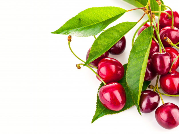 Обои картинки фото еда, вишня,  черешня, листья, черешня, ягоды