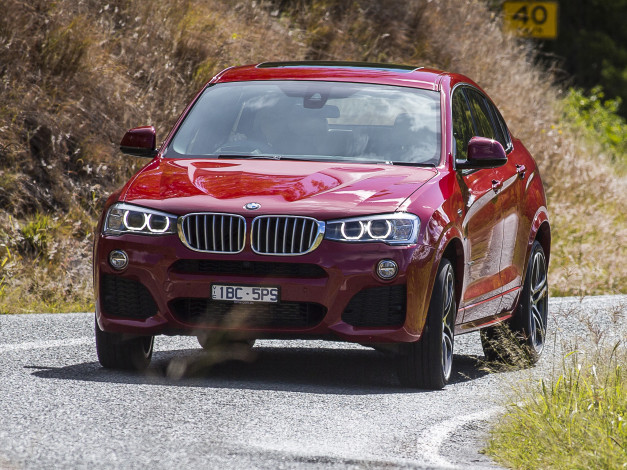 Обои картинки фото автомобили, bmw, package, sports, xdrive35i, m, красный, x4, 2014г, au-spec