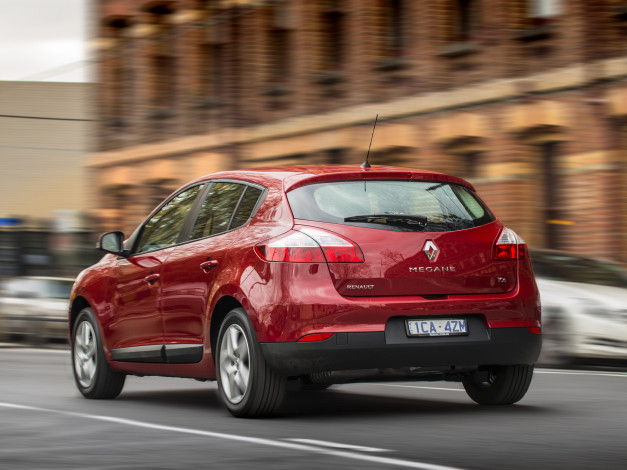 Обои картинки фото автомобили, renault, au-spec, mеgane, красный, 2014г