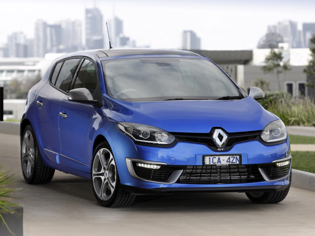 Обои картинки фото автомобили, renault, mеgane, gt, 220, au-spec, 2014г, синий