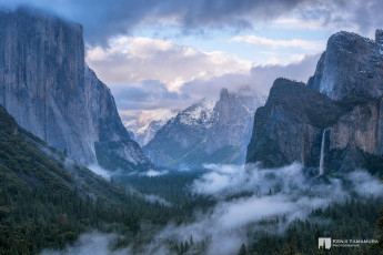 Картинка природа горы пейзаж парк yosemite водопад тучи