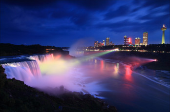 Картинка природа водопады онтарио город ниагарский водопад ночь niagara falls night ontario canada usa канада