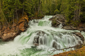 Картинка природа водопады лес река водопад
