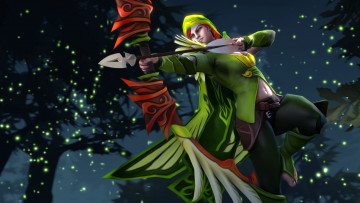 Картинка видео+игры dota+2 девушка взгляд фон лук