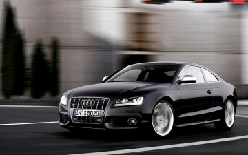 Картинка автомобили audi черный ауди скорость шоссе дорога