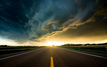 Картинка природа восходы закаты пейзаж небо дорога