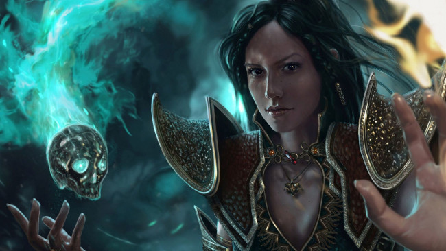 Обои картинки фото видео игры, diablo iii, взгляд, фон, девушка