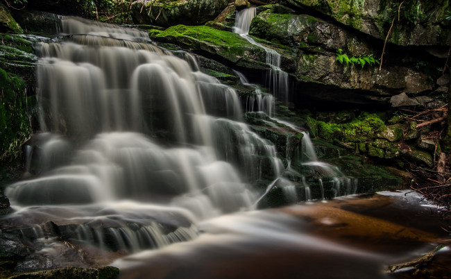 Обои картинки фото природа, водопады, лес, река, водопад