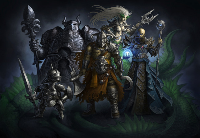 Обои картинки фото guild wars 2, видео игры, эльфийка, воины, взгляд, фон