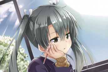 Картинка аниме kantai+collection фон взгляд девушка