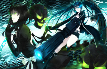 Картинка black+rock+shooter аниме взгляд фон девушка
