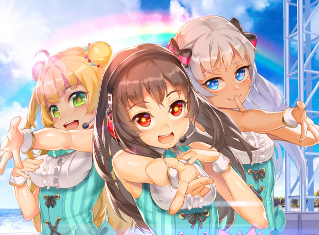 Обои картинки фото аниме, музыка, девочки