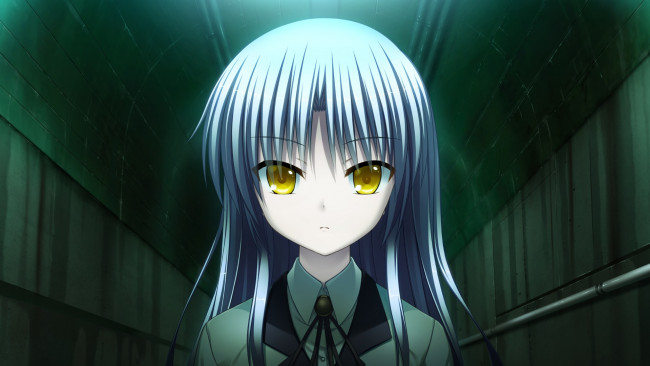 Обои картинки фото аниме, angel beats, девушка, взгляд, фон