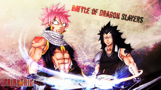 Обои картинки фото аниме, fairy tail, slayers, dragneel, gajeel, чародей, волшебник, natsu, salamander, дракон, огонь, маг, dragon