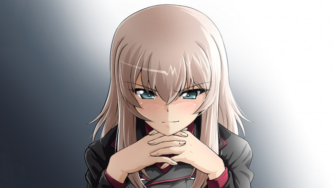 Обои картинки фото аниме, girls und panzer, фон, девушка, взгляд