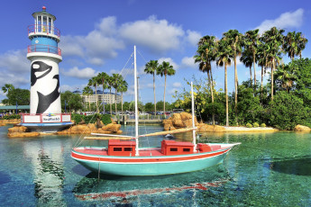 Картинка корабли Яхты водоем лодка маяк здание