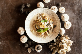 Картинка еда макаронные+блюда подлива грибы спагетти второе блюдо