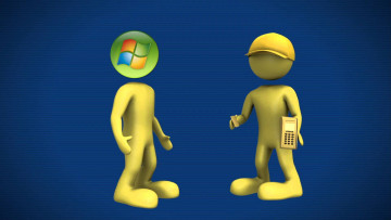 обоя компьютеры, windows vista, windows longhorn, двое, человечки