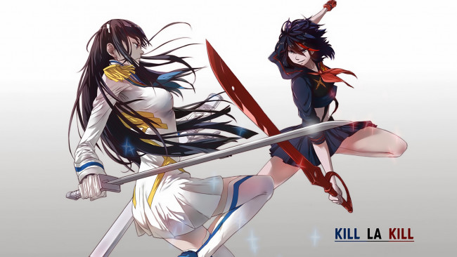 Обои картинки фото аниме, kill la kill, взгляд, девушка, фон