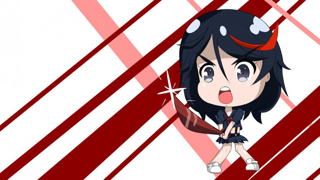 Обои картинки фото аниме, kill la kill, взгляд, фон, девушка