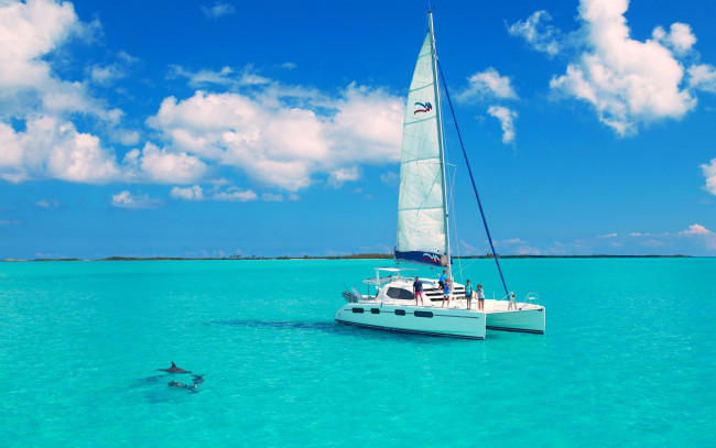 Обои картинки фото корабли, катамараны и тримараны, море, яхта, отдых