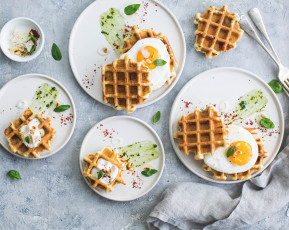 Картинка еда Яйца яйца вафли завтрак