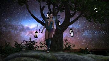 Картинка 3д+графика эльфы+ elves девушка взгляд фон