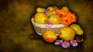 Картинка еда груши красивые корзинка beautiful harmony beauty свадебные wedding elegantly nice bouquet cool delicate букеты bride авторское фото елена аникина осенний натюрморт цветы календулы