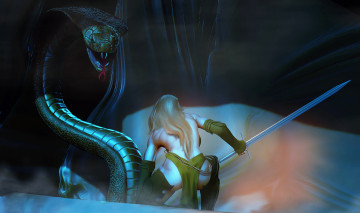 Картинка фэнтези красавицы+и+чудовища фон змея девушка