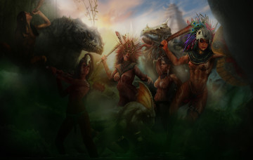 Картинка фэнтези красавицы+и+чудовища фон оружие взгляд девушки