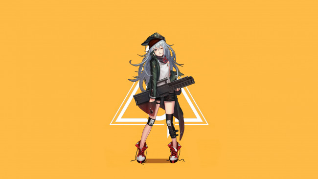 Обои картинки фото аниме, girls frontline, фон, взгляд, девушка