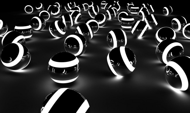 Обои картинки фото 3д графика, шары , balls, шары, черные, полоски, свечение