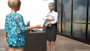 Картинка 3д+графика люди+ people девушки взгляд фон