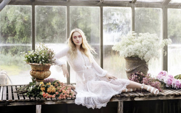 Картинка девушки dakota+fanning цветы букеты блондинка