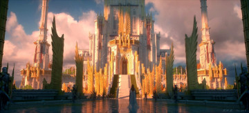 Картинка фэнтези замки дворец стража девушка