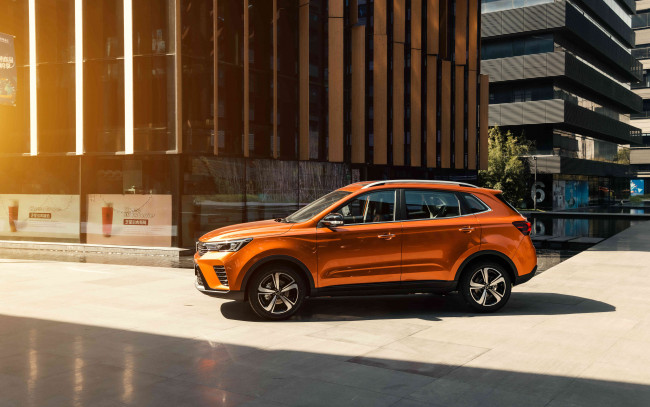 Обои картинки фото автомобили, roewe, rx3, pro, 4k, город, 2021, zs12, кроссовер, китай, оранжевый