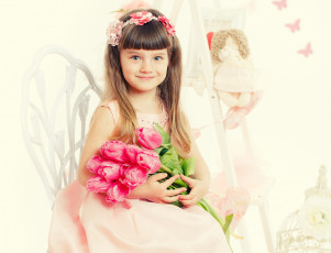 Картинка разное дети девочка венок букет