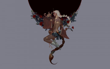 Картинка фэнтези существа скорпион парень хвост розы