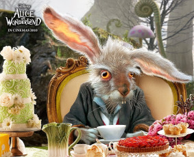 Картинка кино+фильмы alice+in+wonderland мартовский заяц стол угощение чашка