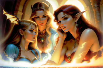 Картинка фэнтези девушки нейросети графика нейроарт ai art нейронные сети рисунки нейро искусство