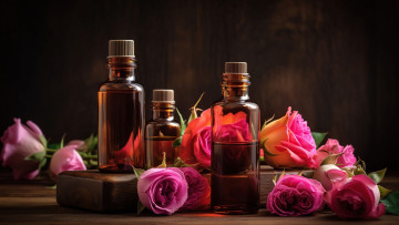 обоя разное, косметические средства,  духи, розы, бутоны, духи