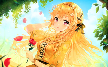 Картинка аниме unknown +другое+ девушка цветы