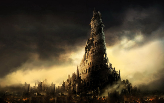 Обои картинки фото видео игры, prince of persia,  the two thrones, башня, город, пожар